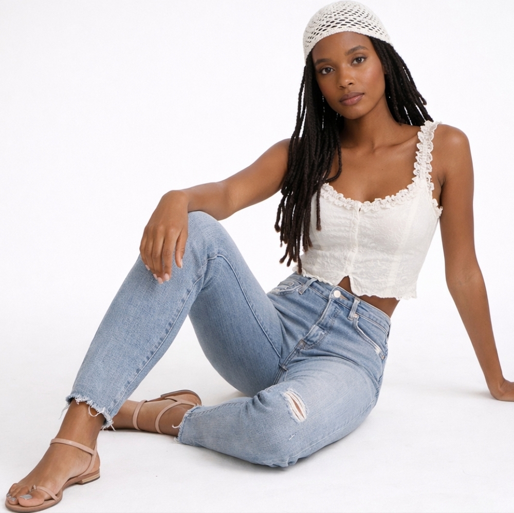 AGOLDE Distressed Slim Straight Jeans Raw Hem Women’s 32  J1865